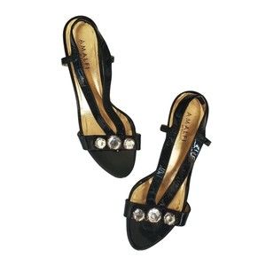 Amalfi Glossy Black Heels with Sparkling Gems